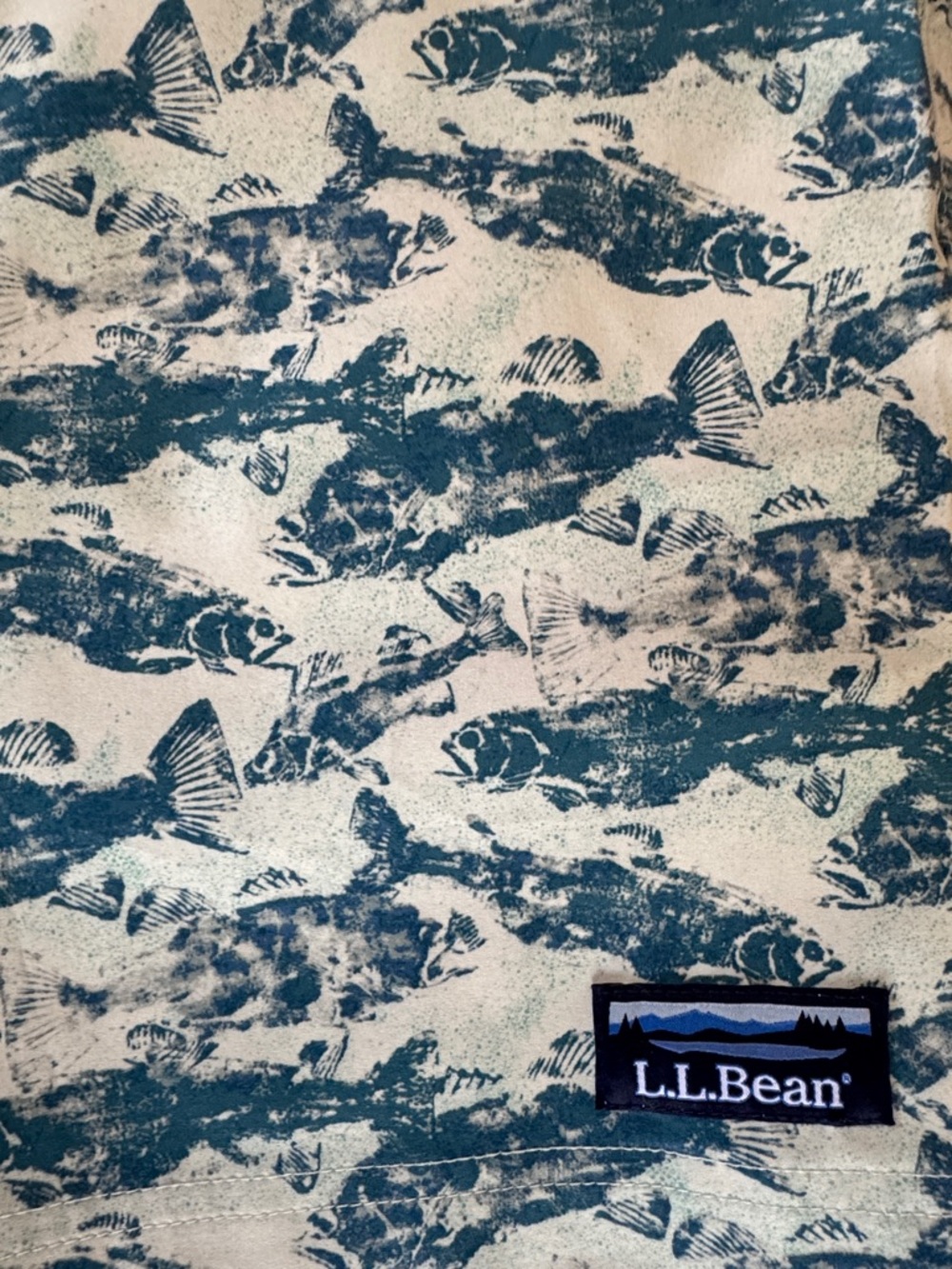 L.L.Bean Vacationland NEW Stretch Swim Trunks Lightest Mint Fish XL - Picture 2 of 6